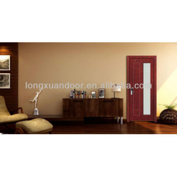 Porta de sala de madeira moderna, porta interior simples com insertos de vidro